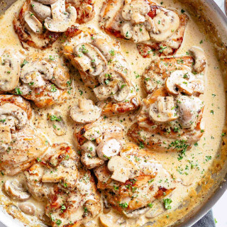 Creamy Garlic Mushroom Chicken Thighs