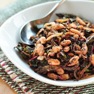 Crispy Pan-Fried Beans and Wilted Greens