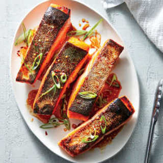 Crispy Salmon Fillets with Sesame-Soy Drizzle