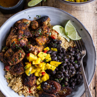 Cuban Chicken and Black Bean Quinoa Bowls with Fried Chili Spiced Bananas +