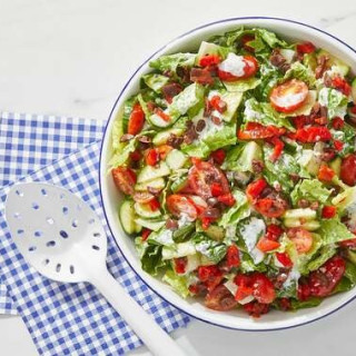 Cucumber &amp; Tomato Salad with Olives &amp; Creamy Feta Dressing