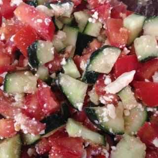 Cucumber and Tomato Salad with Feta (NO DRESSING NEEDED!)