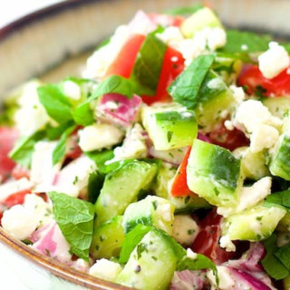 Cucumber-Tomato Salad with Feta and Fresh Mint
