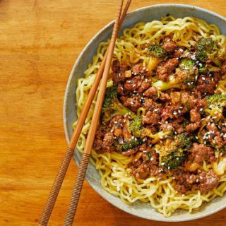 Cumin-Sichuan Peppercorn Beef with Ramen Noodles &amp; Broccoli