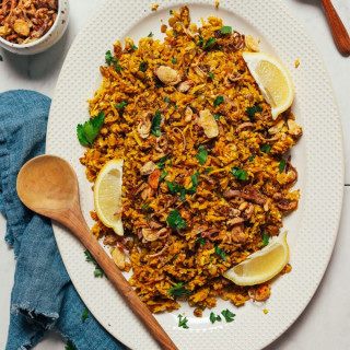 Curried Cauliflower Rice with Lentils & Crispy Shallot (Mujadara-Inspired)