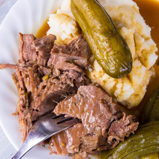 Dill Pickle Pot Roast and Pickle Gravy