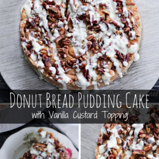 Donut Bread Pudding Cake with Vanilla Custard