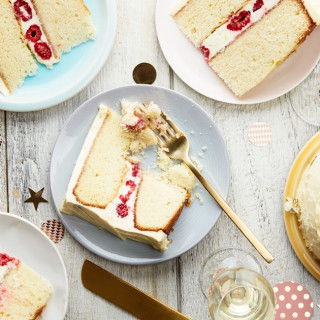 Double-Layer Vanilla-Buttermilk Cake With Raspberries and Orange Cream-Chee