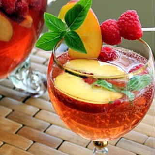 Drink - Peach, Strawberry & Basil Summer Sangria