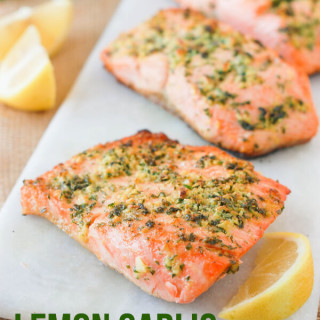 Easy Baked Fish Recipe - Lemon Garlic Herb Crusted Paleo Salmon Recipe