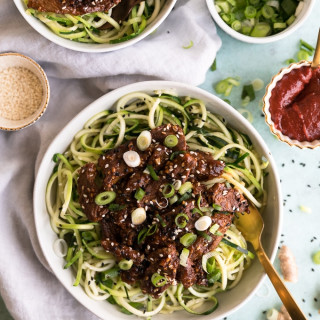 Easy Korean Beef Zucchini Noodles with Chili Garlic Sesame Sauce