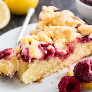 Easy Lemon Raspberry Cake with Crumb Topping