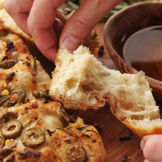 Easy No-Knead Olive-Rosemary Focaccia With Pistachios Recipe
