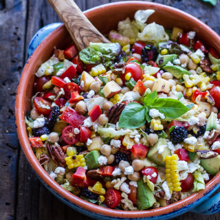 Easy Summer Herb and Chickpea Chopped Salad with Goat Cheese