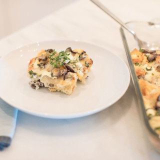 Egg Strata with Mushrooms and Goat Cheese