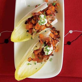 Endive Spears with Sweet Potato, Bacon &amp; Chives