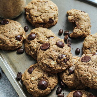 Espresso Chocolate Chip Almond Butter Oatmeal Cookies