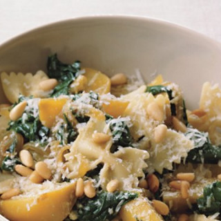 Farfalle with Golden Beets, Beet Greens, and Pine Nuts