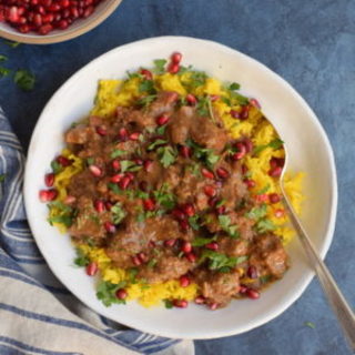 Fesenjan-style Chicken Stew Recipe with Walnut and Pomegranate Sauce