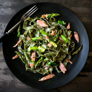 Fettuccine With Asparagus and Smoked Salmon