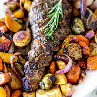 Filet Mignon Roast with Roasted Winter Vegetables