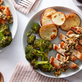 Florentine Pork Chops &amp; Salsa Verde with Roasted Vegetables