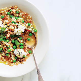Fregola with Green Peas, Mint, and Ricotta