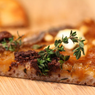 French in a Flash: Whole Wheat Pissaladière Pizza with Tapenade, Pine Nuts,