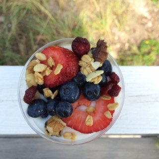 Fresh Berry Yogurt Parfait with Granola, Walnuts &amp; Dried Fruit