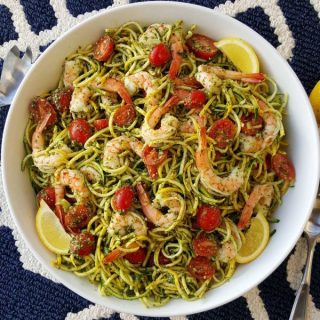 Fresh Pesto, with Shrimp and Zoodles