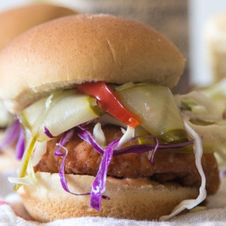 Fried Chicken Sliders with Pickles + Slaw