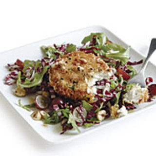 Fried Goat Cheese Salad with Grapes and Hazelnuts