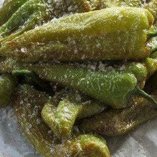 Fried green peppers and sea salt