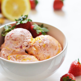 Frozen Strawberry Custard with Lemon Curd Swirl