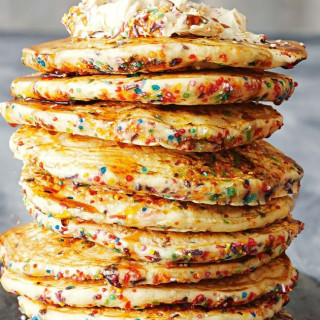 Funfetti pancakes with whipped maple butter