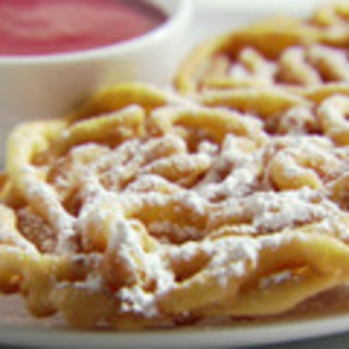 Funnel Cakes with Strawberry Sauce