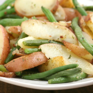 Garlic Herb Roasted Potatoes and Green Beans