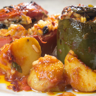 GEMISTA Stuffed Tomatoes And Peppers With Rice "Greek Tradition"