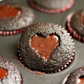 Ghirardelli Dark Chocolate Heart Cut-Out Valentine Cupcakes