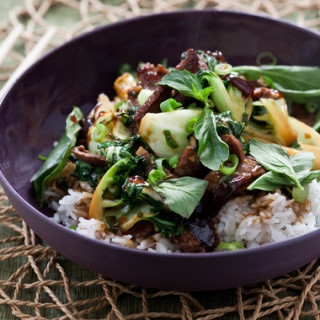 Ginger Beef Stir-Frywith Tatsoi and Jasmine Rice