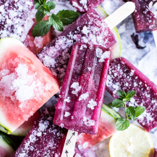 Ginger, Hibiscus and Minty Watermelon Popsicles.