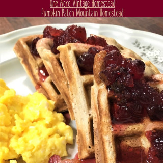 Gingerbread Waffles with Cranberry Maple Syrup