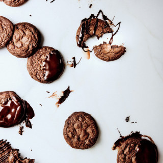 Glazed Chocolate–Crème Fraîche Cookies