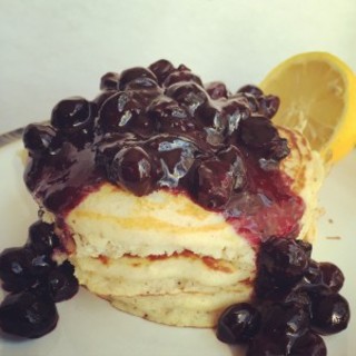 Gluten Free Lemon Ricotta Pancakes with Blueberry Compote