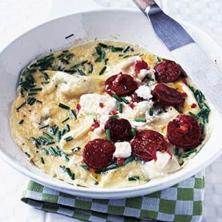 Goat's cheese and chorizo omelette