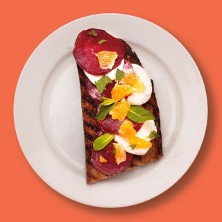 Goat's cheese, beetroot and orange on toast