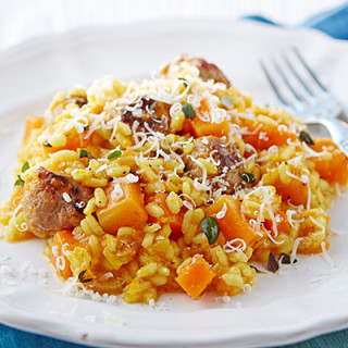 Golden squash  and  sausage risotto