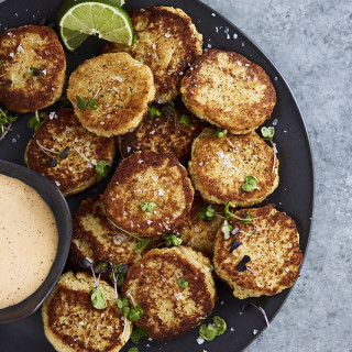 Grain-free Spicy Cauliflower Fritters with Chipotle Lime Aioli