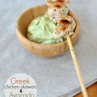 Greek Chicken Skewers with Avocado Tzatziki