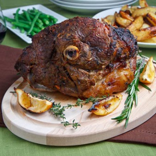 Greek Style Roast Leg of Lamb with Lemon Roasted Potatoes